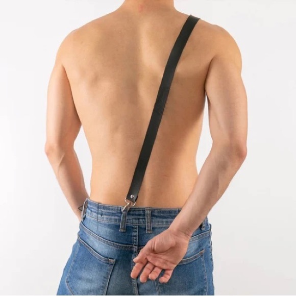 Men’s Adjustable Faux Leather Chest Harness - Picture 4 of 4